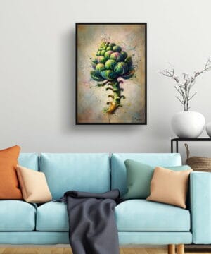 Brassica Oleracea (Brussel Sprouts) Oil Painting Style Art Print - Whimsical Painting Framed Plant Wall Art 19 Brassica Oleracea (Brussel Sprouts) Oil Painting Style Art Print - Whimsical Painting Framed Plant Wall Art - Image 6