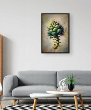 Brassica Oleracea (Brussel Sprouts) Oil Painting Style Art Print - Whimsical Painting Framed Plant Wall Art 20 Brassica Oleracea (Brussel Sprouts) Oil Painting Style Art Print - Whimsical Painting Framed Plant Wall Art - Image 7