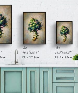Brassica Oleracea (Brussel Sprouts) Oil Painting Style Art Print - Whimsical Painting Framed Plant Wall Art 25 Brassica Oleracea (Brussel Sprouts) Oil Painting Style Art Print - Whimsical Painting Framed Plant Wall Art - Image 12