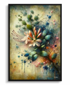 Honeysuckle (Lonicera) Oil Painting Style Art Print - Whimsical Painting Framed Plant Wall Art 18 Honeysuckle (Lonicera) Oil Painting Style Art Print - Whimsical Painting Framed Plant Wall Art - Image 5