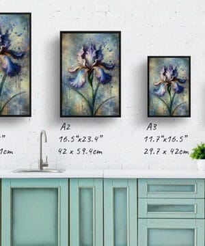 Iris (Fleur-de-lis) Oil Painting Style Art Print - Whimsical Painting Framed Plant Wall Art 25 Iris (Fleur-de-lis) Oil Painting Style Art Print - Whimsical Painting Framed Plant Wall Art - Image 12