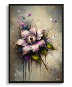 Leather flower (Clematis) Oil Painting Style Art Print - Whimsical Painting Framed Plant Wall Art 18 Leather flower (Clematis) Oil Painting Style Art Print - Whimsical Painting Framed Plant Wall Art - Image 5