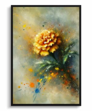 Marigold (Tagetes) Oil Painting Style Art Print - Whimsical Painting Framed Plant Wall Art 22 Marigold (Tagetes) Oil Painting Style Art Print - Whimsical Painting Framed Plant Wall Art - Image 9