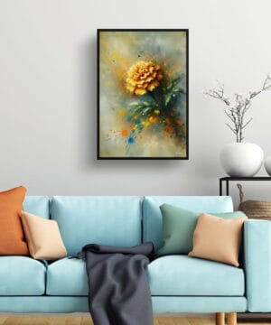 Marigold (Tagetes) Oil Painting Style Art Print - Whimsical Painting Framed Plant Wall Art 23 Marigold (Tagetes) Oil Painting Style Art Print - Whimsical Painting Framed Plant Wall Art - Image 10