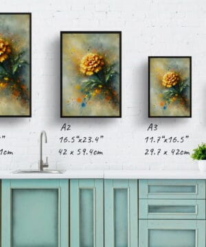 Marigold (Tagetes) Oil Painting Style Art Print - Whimsical Painting Framed Plant Wall Art 25 Marigold (Tagetes) Oil Painting Style Art Print - Whimsical Painting Framed Plant Wall Art - Image 12
