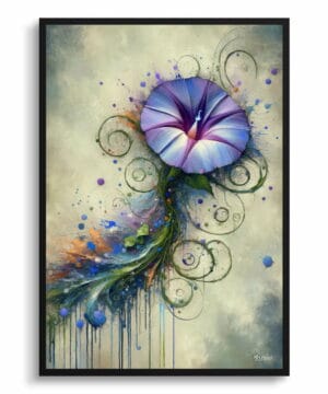 Morning Glory (Ipomoea purpurea) Oil Painting Style Art Print - Whimsical Painting Framed Plant Wall Art 18 Morning Glory (Ipomoea purpurea) Oil Painting Style Art Print - Whimsical Painting Framed Plant Wall Art - Image 5