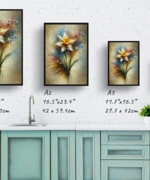 Narcissus Jonquil (Daffodil) Oil Painting Style Art Print - Whimsical Painting Framed Plant Wall Art 21 Narcissus Jonquil (Daffodil) Oil Painting Style Art Print - Whimsical Painting Framed Plant Wall Art - Image 8