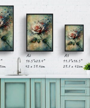 Rose (Rosa) Oil Painting Style Art Print - Whimsical Painting Framed Plant Wall Art 25 Rose (Rosa) Oil Painting Style Art Print - Whimsical Painting Framed Plant Wall Art - Image 12