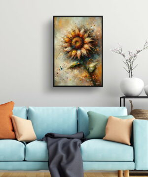 Sunflower (Helianthus annuus) Oil Painting Style Art Print - Whimsical Painting Framed Plant Wall Art 19 Sunflower (Helianthus annuus) Oil Painting Style Art Print - Whimsical Painting Framed Plant Wall Art - Image 6