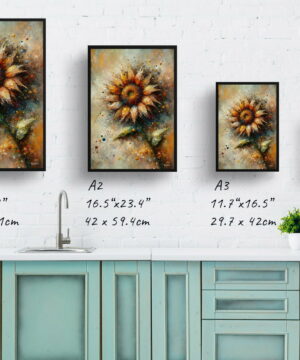 Sunflower (Helianthus annuus) Oil Painting Style Art Print - Whimsical Painting Framed Plant Wall Art 21 Sunflower (Helianthus annuus) Oil Painting Style Art Print - Whimsical Painting Framed Plant Wall Art - Image 8