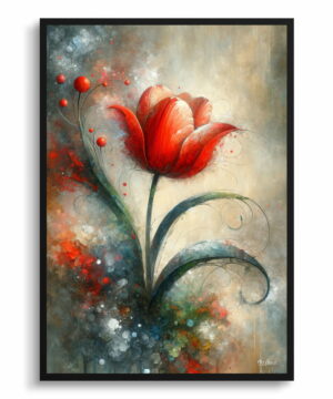 Tulip (Tulipa) Oil Painting Style Art Print - Whimsical Painting Framed Plant Wall Art 22 Tulip (Tulipa) Oil Painting Style Art Print - Whimsical Painting Framed Plant Wall Art - Image 9