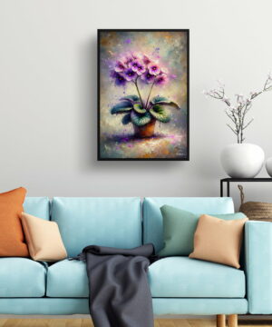 African Violet (Saintpaulia Ionantha) Oil Painting Style Art Print - Whimsical Painting Framed Plant Wall Art 23 African Violet (Saintpaulia Ionantha) Oil Painting Style Art Print - Whimsical Painting Framed Plant Wall Art - Image 10