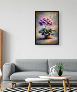African Violet (Saintpaulia Ionantha) Oil Painting Style Art Print - Whimsical Painting Framed Plant Wall Art 20 African Violet (Saintpaulia Ionantha) Oil Painting Style Art Print - Whimsical Painting Framed Plant Wall Art - Image 7