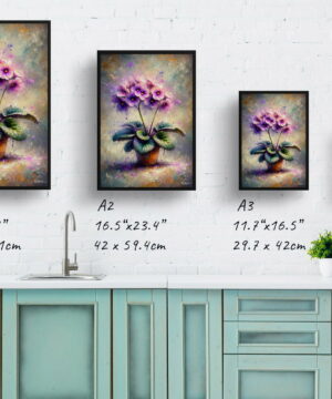 African Violet (Saintpaulia Ionantha) Oil Painting Style Art Print - Whimsical Painting Framed Plant Wall Art 21 African Violet (Saintpaulia Ionantha) Oil Painting Style Art Print - Whimsical Painting Framed Plant Wall Art - Image 8