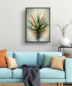Aloe vera (Aloe barbadensis) Oil Painting Style Art Print - Whimsical Painting Framed Plant Wall Art - Image 6