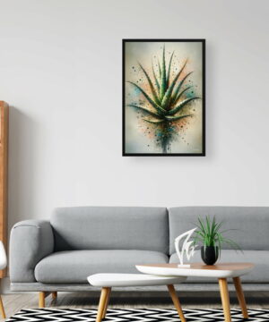 Aloe vera (Aloe barbadensis) Oil Painting Style Art Print - Whimsical Painting Framed Plant Wall Art - Image 7