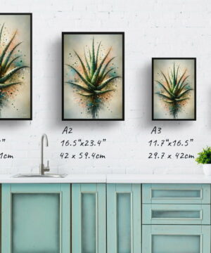 Aloe vera (Aloe barbadensis) Oil Painting Style Art Print - Whimsical Painting Framed Plant Wall Art - Image 12