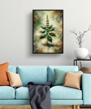 Basil (Ocimum Basilicum) Oil Painting Style Art Print - Whimsical Painting Framed Plant Wall Art 19 Basil (Ocimum Basilicum) Oil Painting Style Art Print - Whimsical Painting Framed Plant Wall Art - Image 6