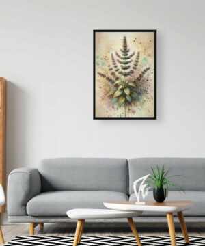 Catnip (Nepeta cataria) Oil Painting Style Art Print - Whimsical Painting Framed Plant Wall Art 20 oil whimsical home plants catnipnepeta cataria office