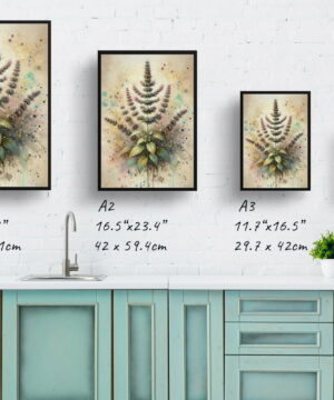 Catnip (Nepeta cataria) Oil Painting Style Art Print - Whimsical Painting Framed Plant Wall Art 25 oil whimsical home plants catnipnepeta cataria print size comparison 1