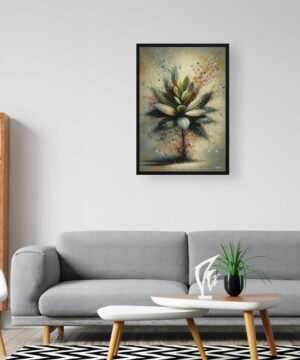 Croton (Codiaeum Variegatum) Oil Painting Style Art Print - Whimsical Painting Framed Plant Wall Art 24 oil whimsical home plants crotoncodiaeum variegatum office 1