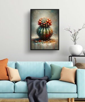 Dwarf Turks Cap Cactus (Melocactus matanzanus) Oil Painting Style Art Print - Whimsical Painting Framed Plant Wall Art 19 Dwarf Turks Cap Cactus (Melocactus matanzanus) Oil Painting Style Art Print - Whimsical Painting Framed Plant Wall Art - Image 6