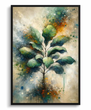 Fiddle Leaf Fig (Ficus Lyrata) Oil Painting Style Art Print - Whimsical Painting Framed Plant Wall Art - Image 9
