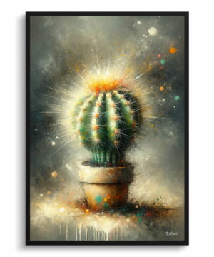 Golden Barrel Cactus (Echinocactus grusonii) Oil Painting Style Art Print - Whimsical Painting Framed Plant Wall Art 18 Golden Barrel Cactus (Echinocactus grusonii) Oil Painting Style Art Print - Whimsical Painting Framed Plant Wall Art - Image 5