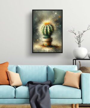 Golden Barrel Cactus (Echinocactus grusonii) Oil Painting Style Art Print - Whimsical Painting Framed Plant Wall Art 19 Golden Barrel Cactus (Echinocactus grusonii) Oil Painting Style Art Print - Whimsical Painting Framed Plant Wall Art - Image 6