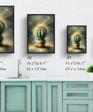 Golden Barrel Cactus (Echinocactus grusonii) Oil Painting Style Art Print - Whimsical Painting Framed Plant Wall Art 25 Golden Barrel Cactus (Echinocactus grusonii) Oil Painting Style Art Print - Whimsical Painting Framed Plant Wall Art - Image 12