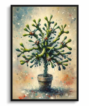 Mistletoe Cactus (Rhipsalis baccifera) Oil Painting Style Art Print - Whimsical Painting Framed Plant Wall Art 22 Mistletoe Cactus (Rhipsalis baccifera) Oil Painting Style Art Print - Whimsical Painting Framed Plant Wall Art - Image 9