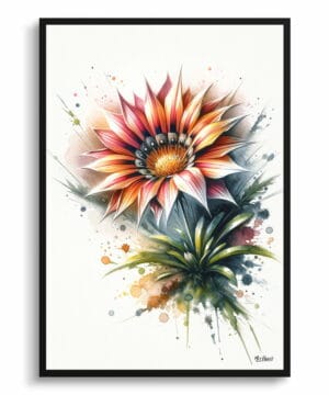 African Daisies (Gazania) Watercolour Botanical Art Print - Blotted Painting Framed Plant Wall Art - Image 5