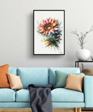 African Daisies (Gazania) Watercolour Botanical Art Print - Blotted Painting Framed Plant Wall Art - Image 10
