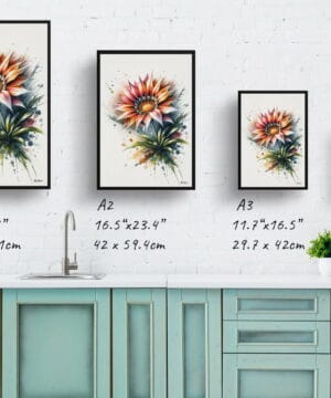 African Daisies (Gazania) Watercolour Botanical Art Print - Blotted Painting Framed Plant Wall Art - Image 12
