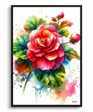 Begonia Inferno (Begonia) Watercolour Botanical Art Print - Blotted Painting Framed Plant Wall Art 22 Begonia Inferno (Begonia) Watercolour Botanical Art Print - Blotted Painting Framed Plant Wall Art - Image 9