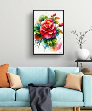 Begonia Inferno (Begonia) Watercolour Botanical Art Print - Blotted Painting Framed Plant Wall Art 23 Begonia Inferno (Begonia) Watercolour Botanical Art Print - Blotted Painting Framed Plant Wall Art - Image 10