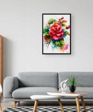Begonia Inferno (Begonia) Watercolour Botanical Art Print - Blotted Painting Framed Plant Wall Art 20 Begonia Inferno (Begonia) Watercolour Botanical Art Print - Blotted Painting Framed Plant Wall Art - Image 7