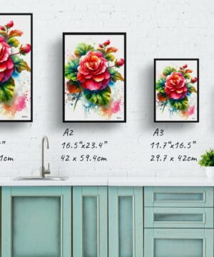 Begonia Inferno (Begonia) Watercolour Botanical Art Print - Blotted Painting Framed Plant Wall Art 25 Begonia Inferno (Begonia) Watercolour Botanical Art Print - Blotted Painting Framed Plant Wall Art - Image 12
