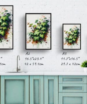 Big Leaved Pepper Vine (Ampelopsis megalophylla) Watercolour Botanical Art Print - Blotted Painting Framed Plant Wall Art 21 Big Leaved Pepper Vine (Ampelopsis megalophylla) Watercolour Botanical Art Print - Blotted Painting Framed Plant Wall Art - Image 8