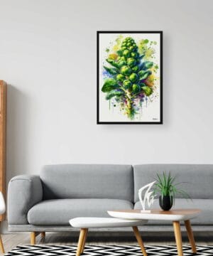 Brassica Oleracea (Brussel Sprouts) Watercolour Botanical Art Print - Blotted Painting Framed Plant Wall Art 24 Brassica Oleracea (Brussel Sprouts) Watercolour Botanical Art Print - Blotted Painting Framed Plant Wall Art - Image 11