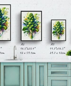 Brassica Oleracea (Brussel Sprouts) Watercolour Botanical Art Print - Blotted Painting Framed Plant Wall Art 21 Brassica Oleracea (Brussel Sprouts) Watercolour Botanical Art Print - Blotted Painting Framed Plant Wall Art - Image 8