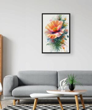 California Poppy (Eschscholzia) Watercolour Botanical Art Print - Blotted Painting Framed Plant Wall Art 20 California Poppy (Eschscholzia) Watercolour Botanical Art Print - Blotted Painting Framed Plant Wall Art - Image 7