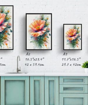 California Poppy (Eschscholzia) Watercolour Botanical Art Print - Blotted Painting Framed Plant Wall Art 25 California Poppy (Eschscholzia) Watercolour Botanical Art Print - Blotted Painting Framed Plant Wall Art - Image 12