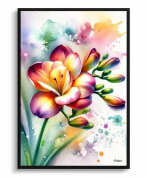 Cape-cowslip (Freesia) Watercolour Botanical Art Print - Blotted Painting Framed Plant Wall Art 22 Cape-cowslip (Freesia) Watercolour Botanical Art Print - Blotted Painting Framed Plant Wall Art - Image 9