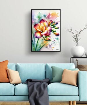 Cape-cowslip (Freesia) Watercolour Botanical Art Print - Blotted Painting Framed Plant Wall Art 23 Cape-cowslip (Freesia) Watercolour Botanical Art Print - Blotted Painting Framed Plant Wall Art - Image 10