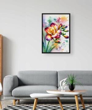 Cape-cowslip (Freesia) Watercolour Botanical Art Print - Blotted Painting Framed Plant Wall Art 20 Cape-cowslip (Freesia) Watercolour Botanical Art Print - Blotted Painting Framed Plant Wall Art - Image 7