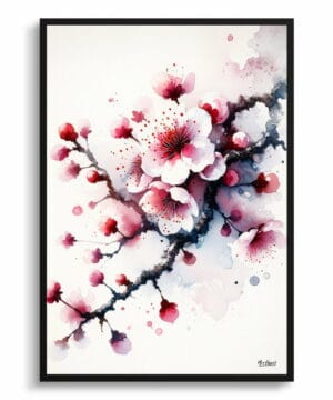 Cherry Blossom (Sakura) Watercolour Botanical Art Print - Blotted Painting Framed Plant Wall Art 18 Cherry Blossom (Sakura) Watercolour Botanical Art Print - Blotted Painting Framed Plant Wall Art - Image 5