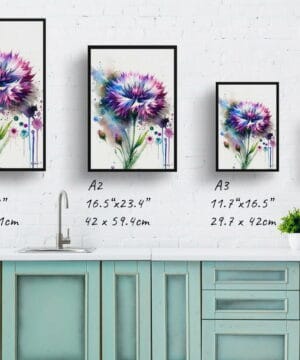 Cornflower (Centaurea cyanus) Watercolour Botanical Art Print - Blotted Painting Framed Plant Wall Art 25 Cornflower (Centaurea cyanus) Watercolour Botanical Art Print - Blotted Painting Framed Plant Wall Art - Image 12