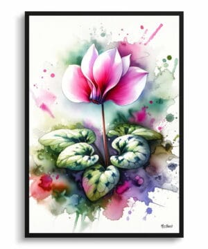 Cyclamen Persicum (Cyclamen) Watercolour Botanical Art Print - Blotted Painting Framed Plant Wall Art 18 Cyclamen Persicum (Cyclamen) Watercolour Botanical Art Print - Blotted Painting Framed Plant Wall Art - Image 5