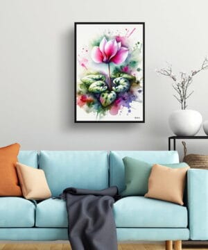Cyclamen Persicum (Cyclamen) Watercolour Botanical Art Print - Blotted Painting Framed Plant Wall Art 19 Cyclamen Persicum (Cyclamen) Watercolour Botanical Art Print - Blotted Painting Framed Plant Wall Art - Image 6